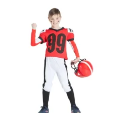 Costume da rugby rosso e bianco per ragazzo