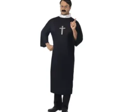 Costume da sacerdote cattolico nero per uomo