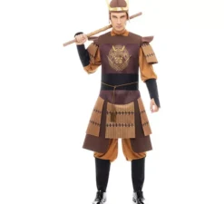Costume da samurai leggendario giapponese marrone per uomo