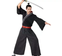 Costume da samurai nero e rosso per uomo