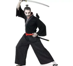 Costume da samurai nero e rosso per uomo