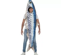 Costume da sardina intera con pinne per adulto