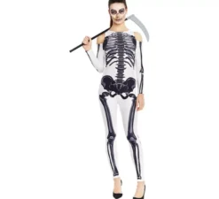 Costume da scheletro completamente bianco per donna