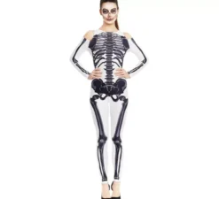 Costume da scheletro completamente bianco per donna