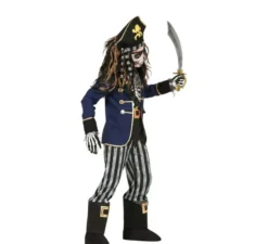 Costume da scheletro da capitano pirata per bambino