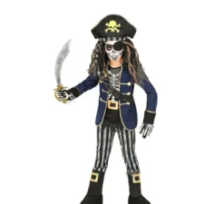 Costume da scheletro da capitano pirata per bambino