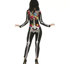 Costume da scheletro di fiori multicolori per donna