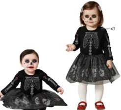 Costume da scheletro di teschi glitterati per bambina e bambino