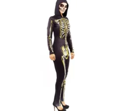 Costume da scheletro dorato per donna