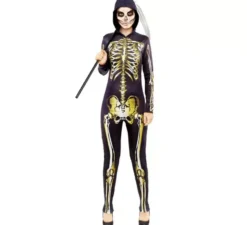 Costume da scheletro dorato per donna