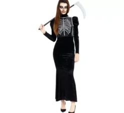 Costume da scheletro glamour nero per donna