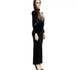 Costume da scheletro glamour nero per donna