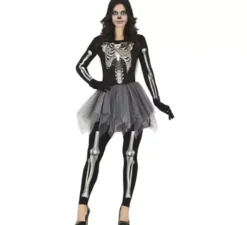 Costume da scheletro grigio con tutù per donna
