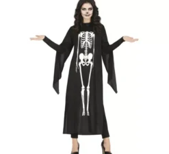 Costume da scheletro in tunica nera per donna