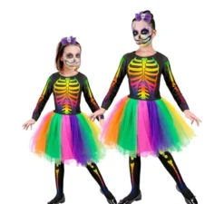 Costume da scheletro multicolore per bambine