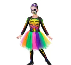 Costume da scheletro multicolore per bambine