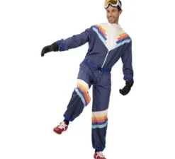 Costume da sciatore blu con cintura per uomo