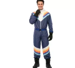 Costume da sciatore blu con cintura per uomo
