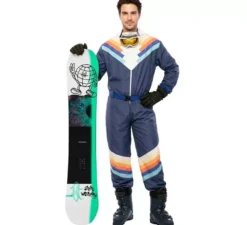 Costume da sciatore blu con cintura per uomo