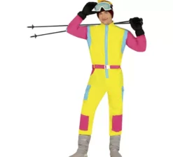 Costume da sciatore giallo per uomo