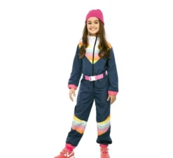 Costume da sciatrice blu con cintura per bambina