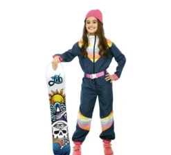 Costume da sciatrice blu con cintura per bambina