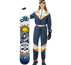 Costume da sciatrice blu con cintura per donna