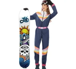 Costume da sciatrice blu con cintura per donna