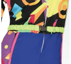 Costume da sciatrice blu degli anni '80 per donna