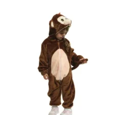 Costume da scimmia della giungla marrone con cappuccio per bambino