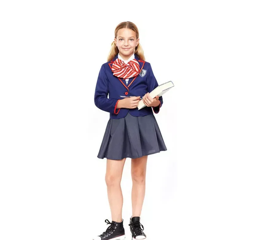 Costume da scolaretta moderna blu per bambina