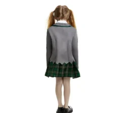 Costume da scolaretta zombie grigia con giacca per ragazze e adolescenti