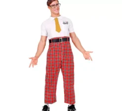 Costume da scolaro matricola nerd da uomo con occhiali