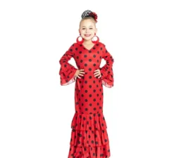 Costume da Sevillana rosso a pois neri per bambina