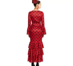 Costume da Sevillana rosso con pois neri per donna