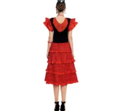 Costume da Sevillana rosso e nero per donna