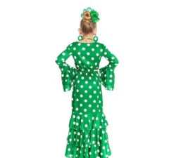 Costume da Sevillana verde a pois bianchi per bambina