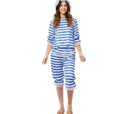 Costume da signora bagnante retrò blu degli anni '20 per donna