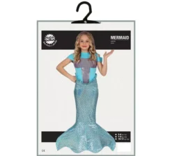 Costume da sirena coda lunga blu per bambina