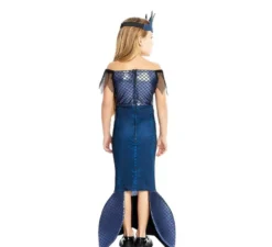 Costume da Sirena Malvagia blu con corona per bambina e adolescente