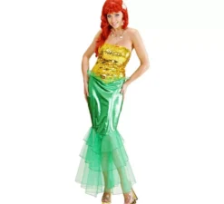 Costume da sirena verde e gialla per donna
