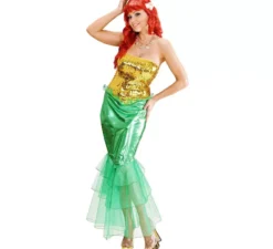 Costume da sirena verde e gialla per donna