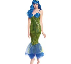 Costume da sirena verde scuro per donna