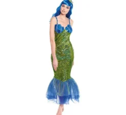 Costume da sirena verde scuro per donna
