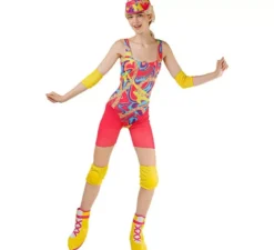 Costume da skater bambola famosa multicolore per donna