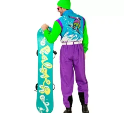 Costume da Snowboarder lilla e verde fluo per adulto
