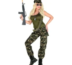 Costume da soldato mimetico verde per donna