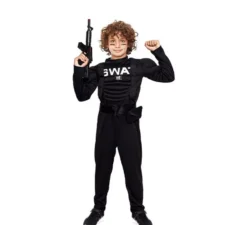 Costume da Soldato SWAT muscoloso nero per bambino