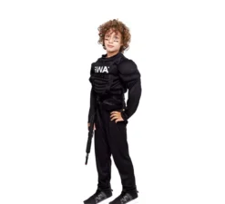 Costume da Soldato SWAT muscoloso nero per bambino