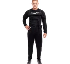 Costume da soldato SWAT muscoloso nero per uomo